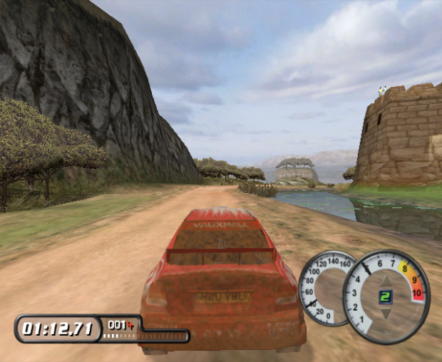 Rally Championship (GameCube) screenshot: Example of the really good dirt effect. It looks really good for a 2002 game.