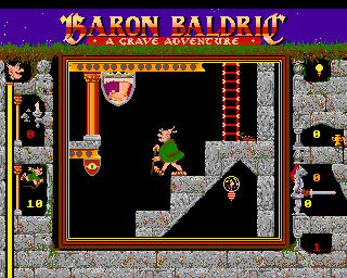 Baron Baldric: A Grave Adventure (Amiga) screenshot: Despite being old, our Baron really does the stairs without stumbling.
