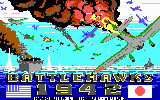Battlehawks 1942 (DOS) screenshot: Title Shot... awesome!
