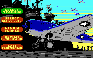Battlehawks 1942 (DOS) screenshot: Main menu