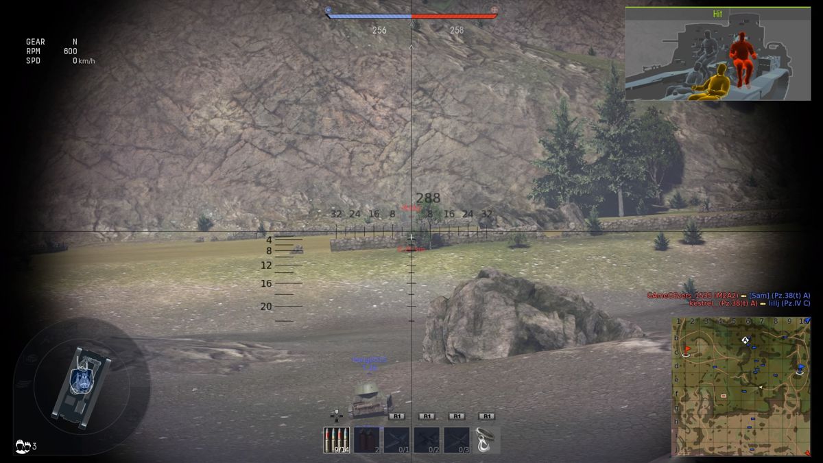 War Thunder (PlayStation 4) screenshot: Enemy tank has been hit