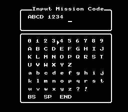 Rambo (NES) screenshot: Password entry screen.