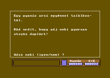 Csavargás a gombák birodalmában (Commodore 64) screenshot: Meeting with a robber