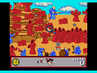 The Great Waldo Search (Genesis) screenshot: The fighting monks of water and fire.