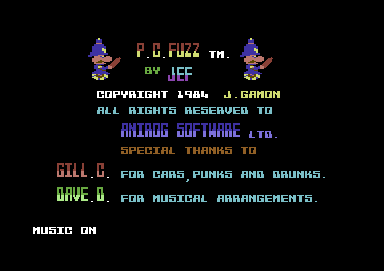 P.C. Fuzz (Commodore 64) screenshot: Title