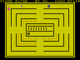 Ed-On (ZX Spectrum) screenshot: Picking up the flag will give extra points