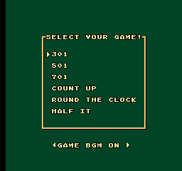 Magic Darts (NES) screenshot: Select your game type