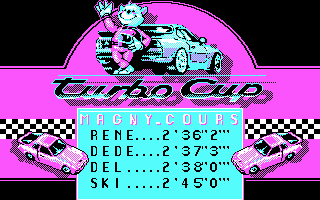 Turbo Cup (DOS) screenshot: High Scores...