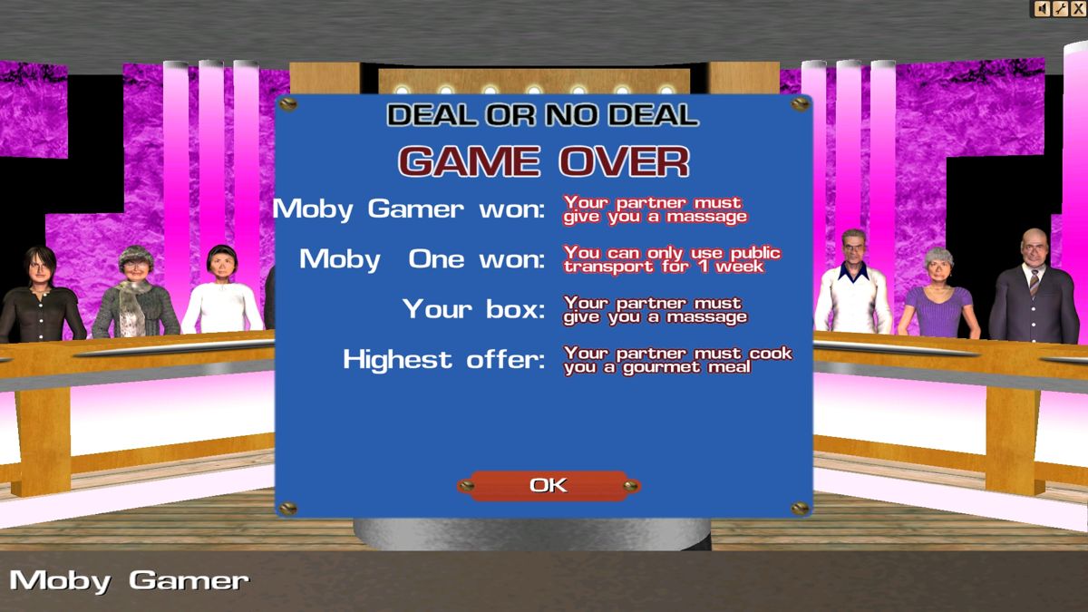 Deal or No Deal: The Official PC Game (Windows) screenshot: Forfeit Game: Game Over