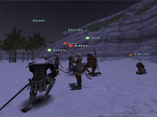 Final Fantasy XI Online (Windows) screenshot: Preparing for the next fight in Valkurn Dunes.