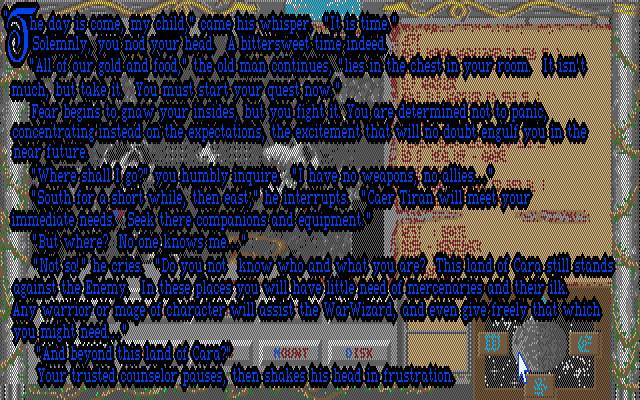 WarWizard (DOS) screenshot: Introductory text.