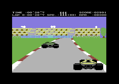 Hungaroring (Commodore 64) screenshot: Another racer