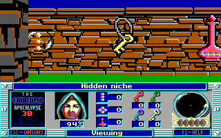 Terror of the Catacombs (DOS) screenshot: The yellow key! And some other bonuses.