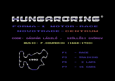 Hungaroring (Commodore 64) screenshot: Do you speak English?