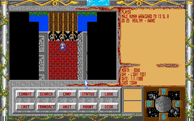 WarWizard (DOS) screenshot: Past the castle gate guards...