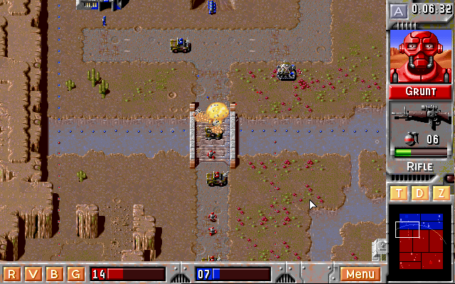 Z (DOS) screenshot: Bridges are dangerous places.