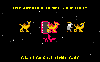 Revenge of the Mutant Camels (DOS) screenshot: Select a gameplay mode.