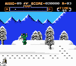 Gotcha! The Sport! (NES) screenshot: Tagged enemies drop their guns and walk off the field.