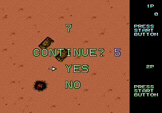 Vapor Trail (Genesis) screenshot: Continue screen