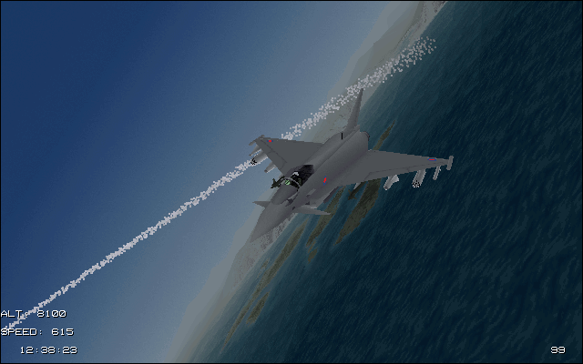 EF 2000 (DOS) screenshot: Missile launching.