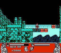 Conquest of the Crystal Palace (NES) screenshot: Those red bricks fall out from under your feet