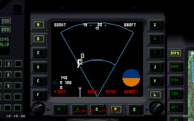 EF 2000 (DOS) screenshot: Left MFD