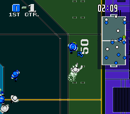 Powerball (Genesis) screenshot: Running down the sidelines.