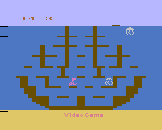 Surfer's Paradise But Danger Below! (Atari 2600) screenshot: Underwater; you need to get through this maze without being caught by jellyfish
