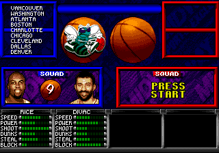 NBA Hangtime (Genesis) screenshot: Choose a team to play as.