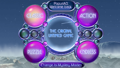 Bejeweled 2: Deluxe (PSP) screenshot: Game mode menu