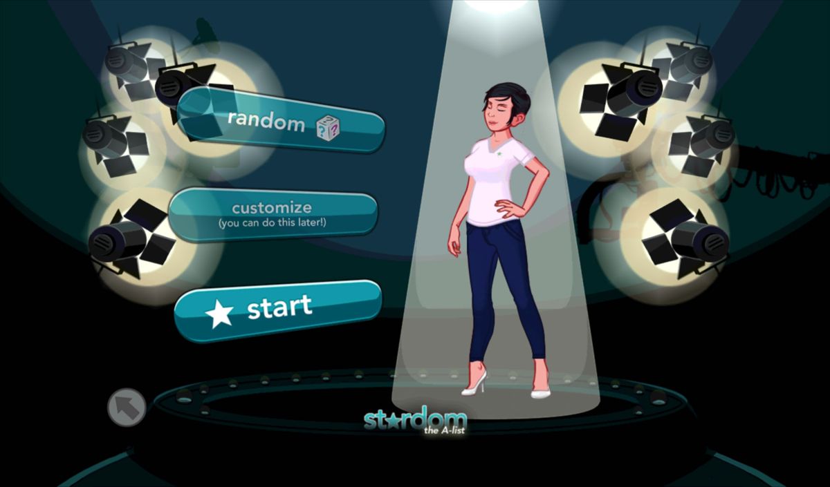 Stardom: The A-List (Android) screenshot: Start the game by creating a new character.