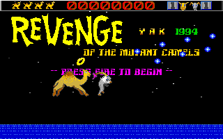 Revenge of the Mutant Camels (DOS) screenshot: Title screen