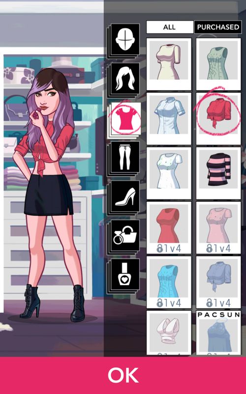 Kendall & Kylie (Android) screenshot: Choosing a new outfit.