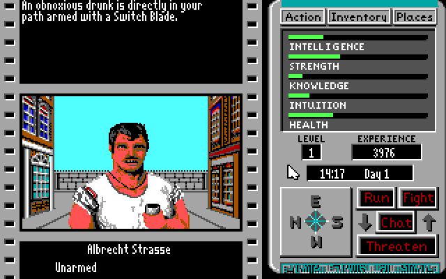 The Third Courier (DOS) screenshot: Here's a drunk.