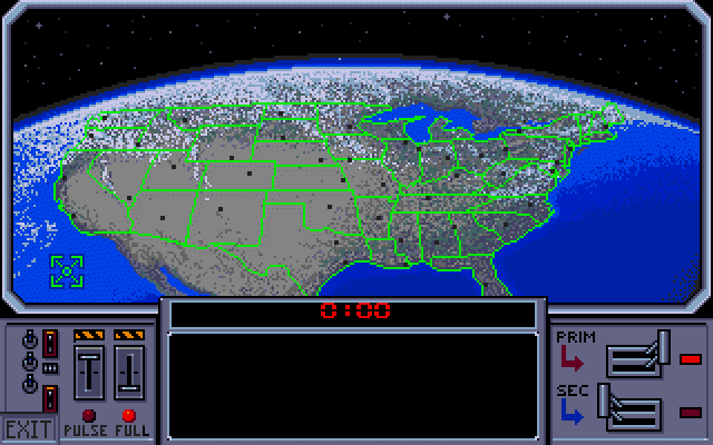 S.D.I. (Atari ST) screenshot: Strategic overview of USA
