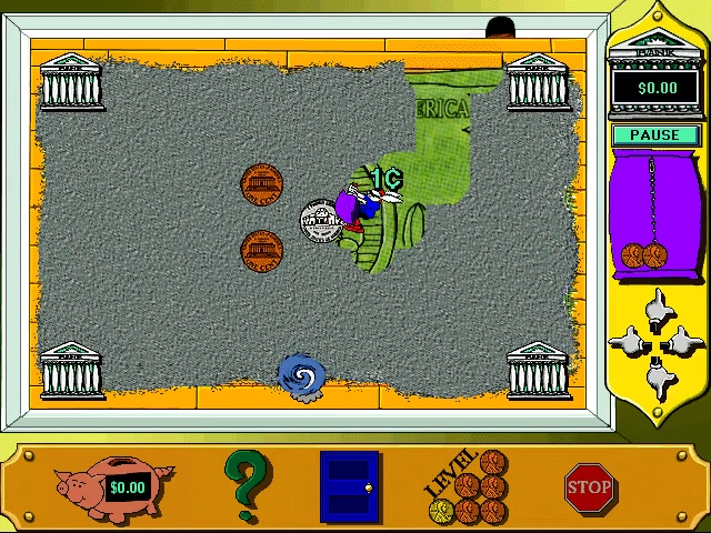 Money Town (Windows 16-bit) screenshot: Vacuuming up change