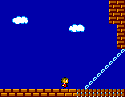 Alex Kidd in Miracle World (SEGA Master System) screenshot: Alex going inside Janken's castle
