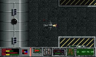 Traffic Department 2192 (DOS) screenshot: The stiletto ship has afterburners.