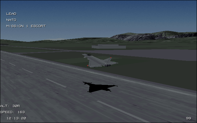 EF 2000 (DOS) screenshot: Runway takeoff