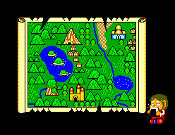 Alex Kidd in Miracle World (SEGA Master System) screenshot: While Alex is enjoying his favorite rice ball, we are presented with a map of Radactian