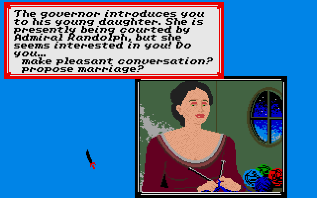 Sid Meier's Pirates! (Atari ST) screenshot: Small talk with the governors daughter