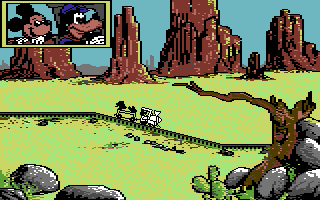 Goofy's Railway Express (Commodore 64) screenshot: Through the desert.