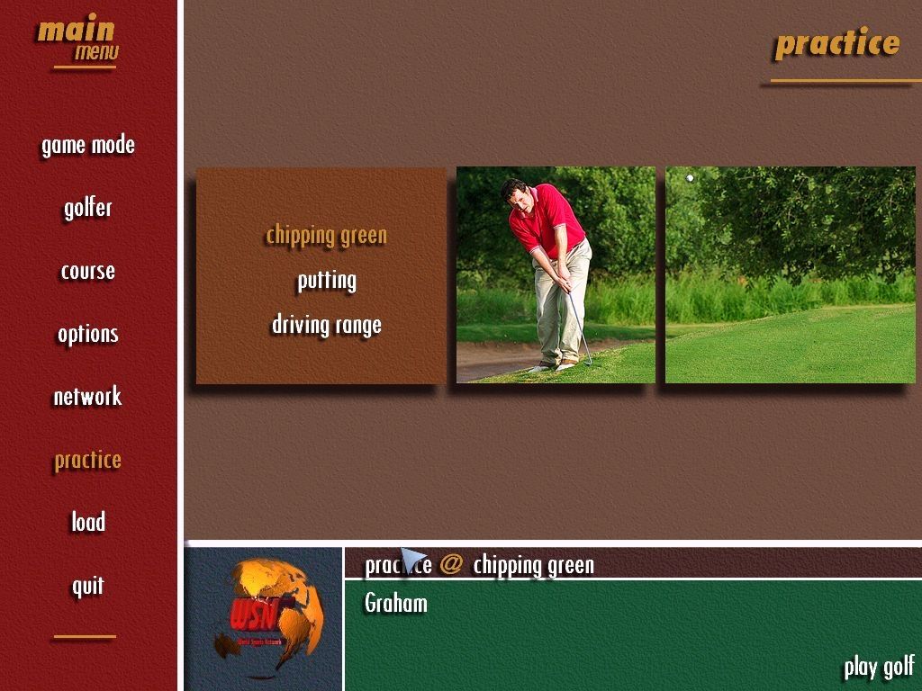 Pro 18 World Tour Golf (Windows) screenshot: The shot practice menu