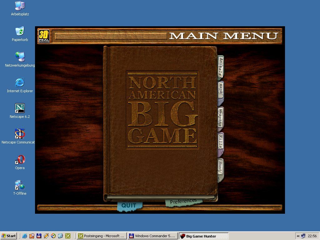 Big Game Trophy Hunter (Windows) screenshot: Main menu