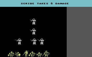 Phantasie II (Commodore 64) screenshot: Fighting against scribes