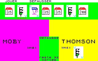 1000 Bornes (Thomson MO) screenshot: About to play a green light card to get started