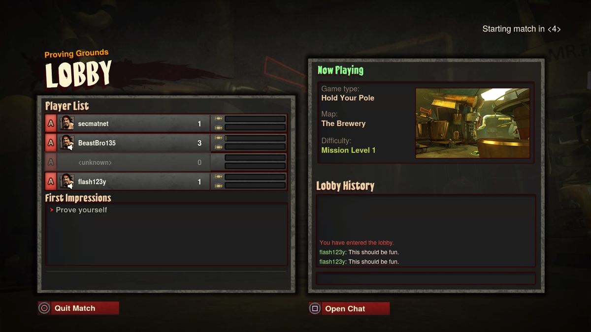 Loadout (PlayStation 4) screenshot: Match lobby