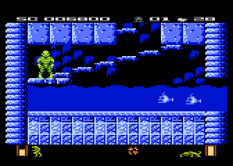 Draconus (Atari 8-bit) screenshot: Stand on a morph slab and pull joystick down to morph.