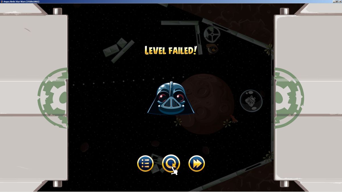 Angry Birds: Star Wars (Windows) screenshot: When a level is not cleared the player gets the chance to play it again, and again, and again....