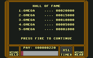 Saboteur II (Commodore 64) screenshot: The high scores.